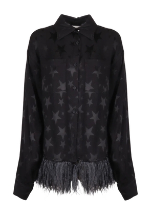 Shirtaporter star-print fringed jacket - Black