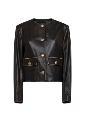 Arma button leather jacket - Brown