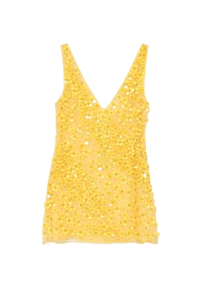 Cult Gaia flower V-neck mini dress - Yellow