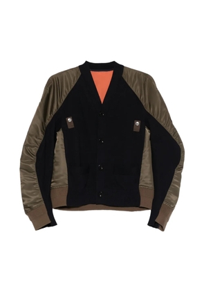 sacai panelled buttoned bomber jacket - Blue