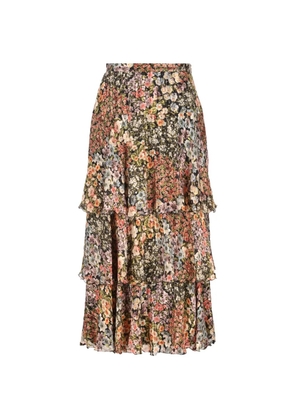 Valentino Garavani ruffled floral-print skirt - Black