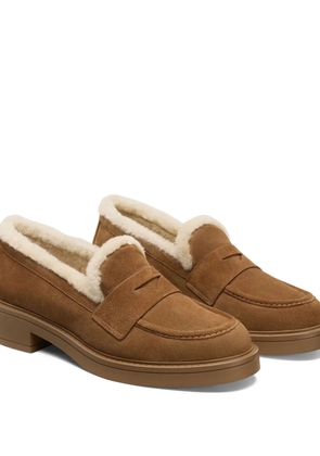 Stuart Weitzman Celia Lite penny shearling loafers - Brown
