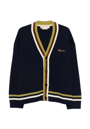 Marni embroidered striped cardigan - Blue