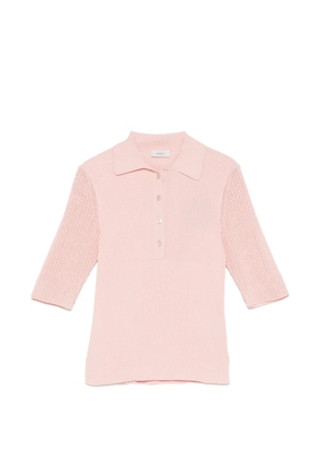 Agnona ribbed-knit polo top - Pink