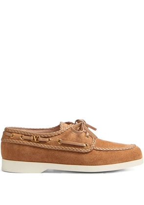 Valentino Garavani palm avenue braided-edge boat shoes - Brown
