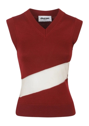 Duran Lantink diagonal-stripe ribbed-knit vest - Red