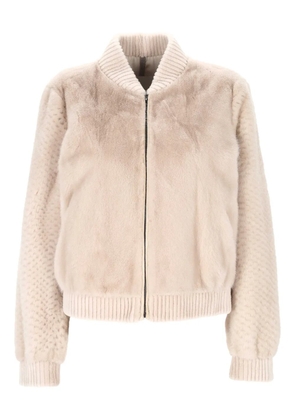 Rindi ribbed trim zip jacket - Neutrals