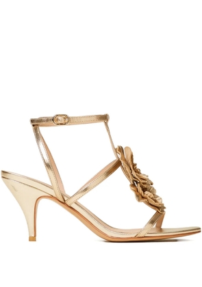 TWINSET flower-appliqué strappy sandals - Gold