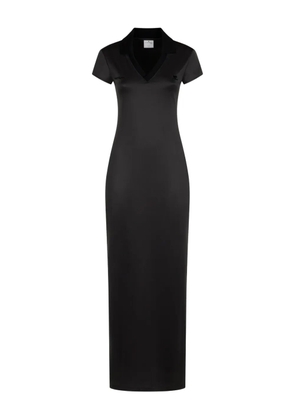 Courrèges V-neck logo-embroidered maxi dress - Black
