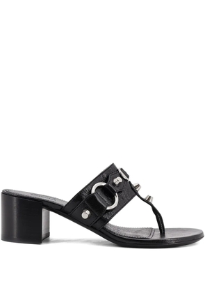 Balenciaga 50mm studs buckle leather heeled sandals - Black