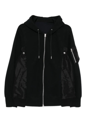 sacai drawstring hood bomber jacket - Black