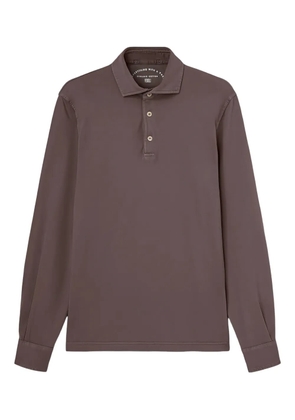 Fedeli buttoned long-sleeve polo shirt - Brown