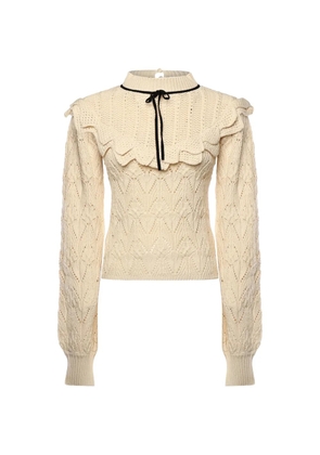 For Love And Lemons Lelia ruffled tie sweater - Neutrals