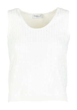 Marella sequin round-neck tank top - White
