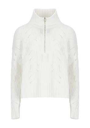 D.Exterior half-zip sweater - White