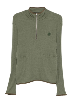 RANRA logo-embroidered half-zip sweatshirt - Green