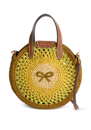 Anya Hindmarch round bow-detail raffia tote bag - Yellow