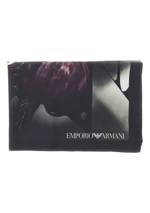 Emporio Armani printed silk scarf - Black
