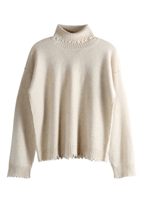 Uma Wang high neck frayed sweater - Neutrals