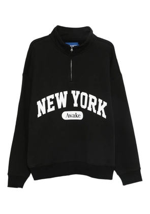 Awake NY logo-print half-zip sweatshirt - Black
