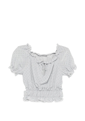 Alessandra Rich polka-dot ruffled top - Grey