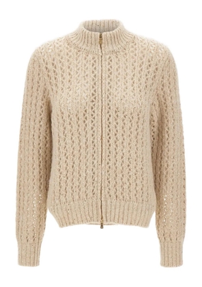 Eleventy sequined zip-up cardigan - Neutrals