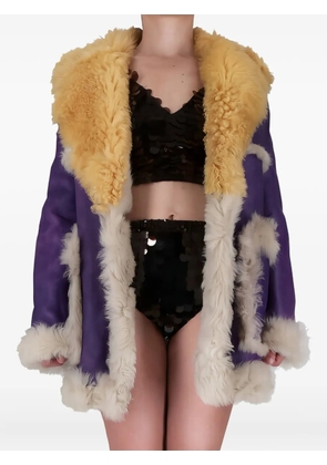 Prada fur-collar coat - Purple