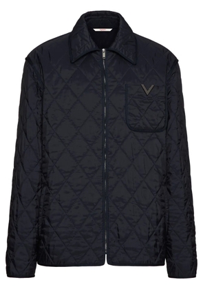 Valentino Garavani V-detail quilted shirt jacket - Blue