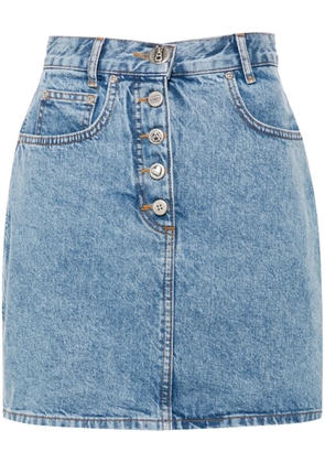 Moschino logo-engraved buttons denim skirt - Blue