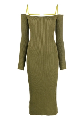 Jacquemus La Robe strap-detail ribbed-knit midi dress - Green