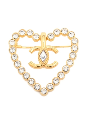 CHANEL Pre-Owned 2023 crystal-embellishment brooch - Gold