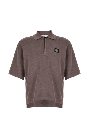 Stone Island half zip logo patch polo shirt - Brown