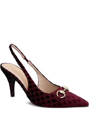 Gucci Horsebit GG-patterned slingback pumps - Red