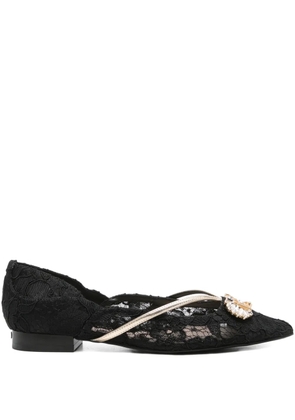 LIU JO lace-embellished pointed-toe flats - Black