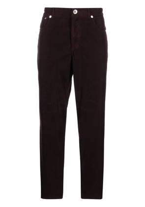 Brunello Cucinelli logo-embroidered corduroy trousers - Purple