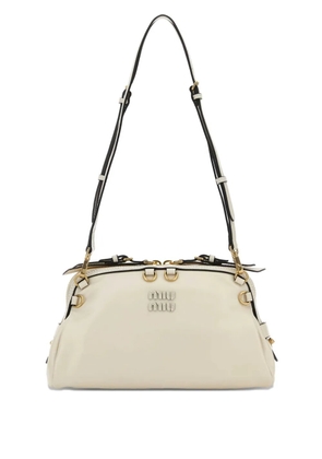 Miu Miu logo-plaque leather cross body bag - White