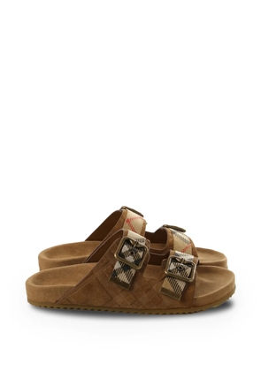 Burberry buckle check strap sandals - Brown