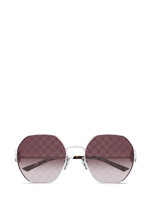 Gucci Eyewear geometric-frame logo sunglasses - Silver