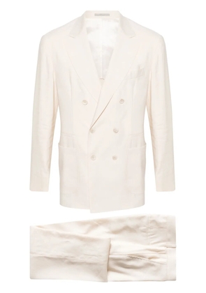 Brunello Cucinelli double-breasted linen blend suit - Neutrals