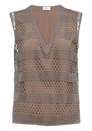 Brunello Cucinelli open-knit silk vest - Grey