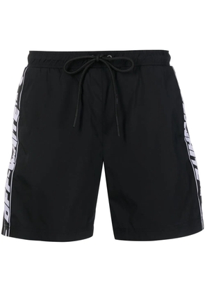 Off-White logo-tape swim shorts - Black