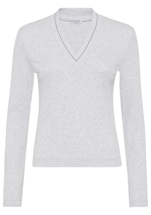 Brunello Cucinelli ribbed jersey top - Grey