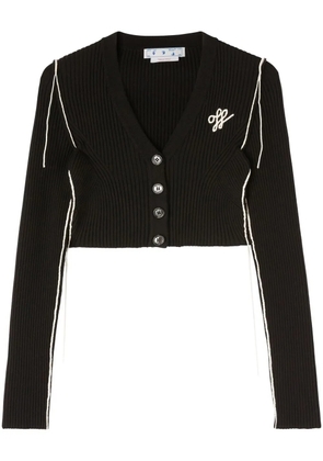 Off-White ribbed cropped cardigan - Black