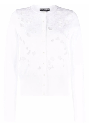 Dolce & Gabbana floral-embroidery openwork cardigan - White