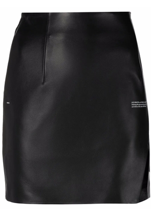 Off-White slit-detail high-waisted leather skirt - Black
