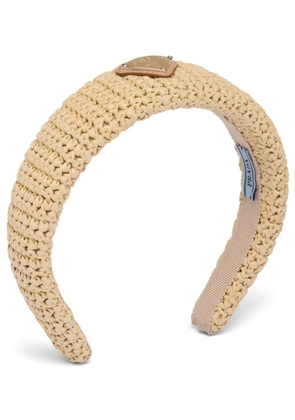 Prada triangle-logo crochet headband - Neutrals