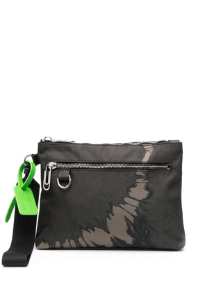 Off-White logo-print clutch bag - Green