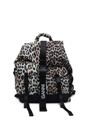 GANNI leopard-print backpack - Brown