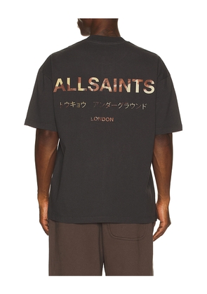 ALLSAINTS Underground Crew Tee in Black. Size L. Also in M, S, XL/1X.