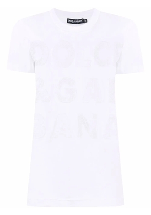 Dolce & Gabbana openwork-logo cotton T-shirt - White